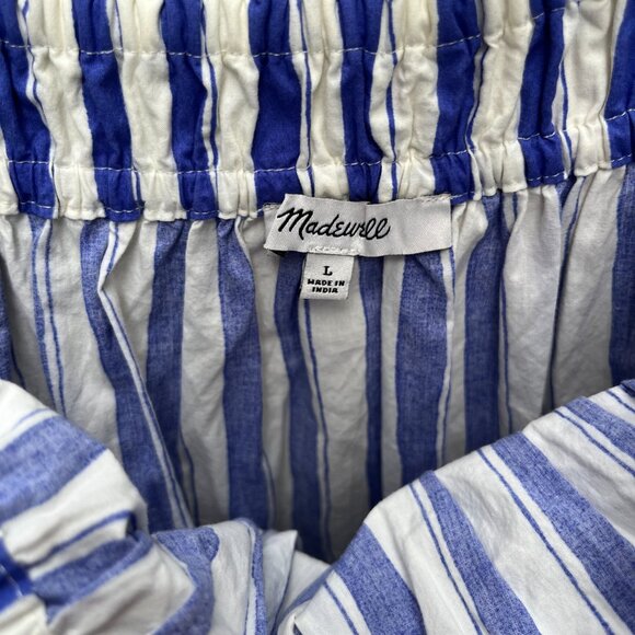 Madewell Ruffle A-Line Midi Dress in Stripe Poplin – Size Large - Picture 5 of 7